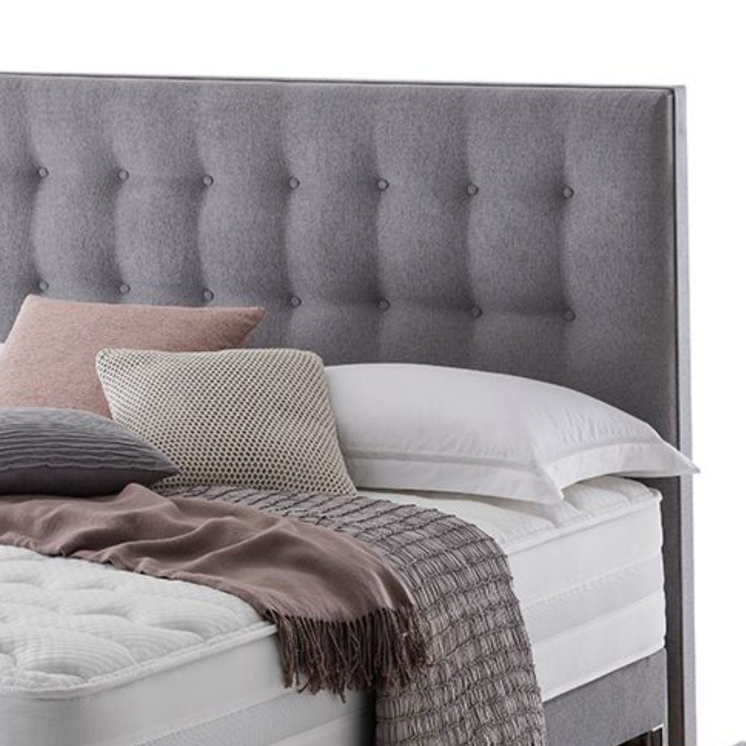 Divan Single Bed - Grey Upholstered Divan Bed With Mattress